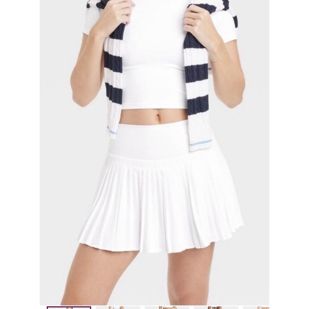 NWT Women’s All In Motion White Pleated Skort Mini Skirt Tennis Pickleball Small